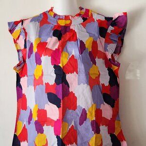Lightweight cotton blouse sz 10 colorful NWOT
